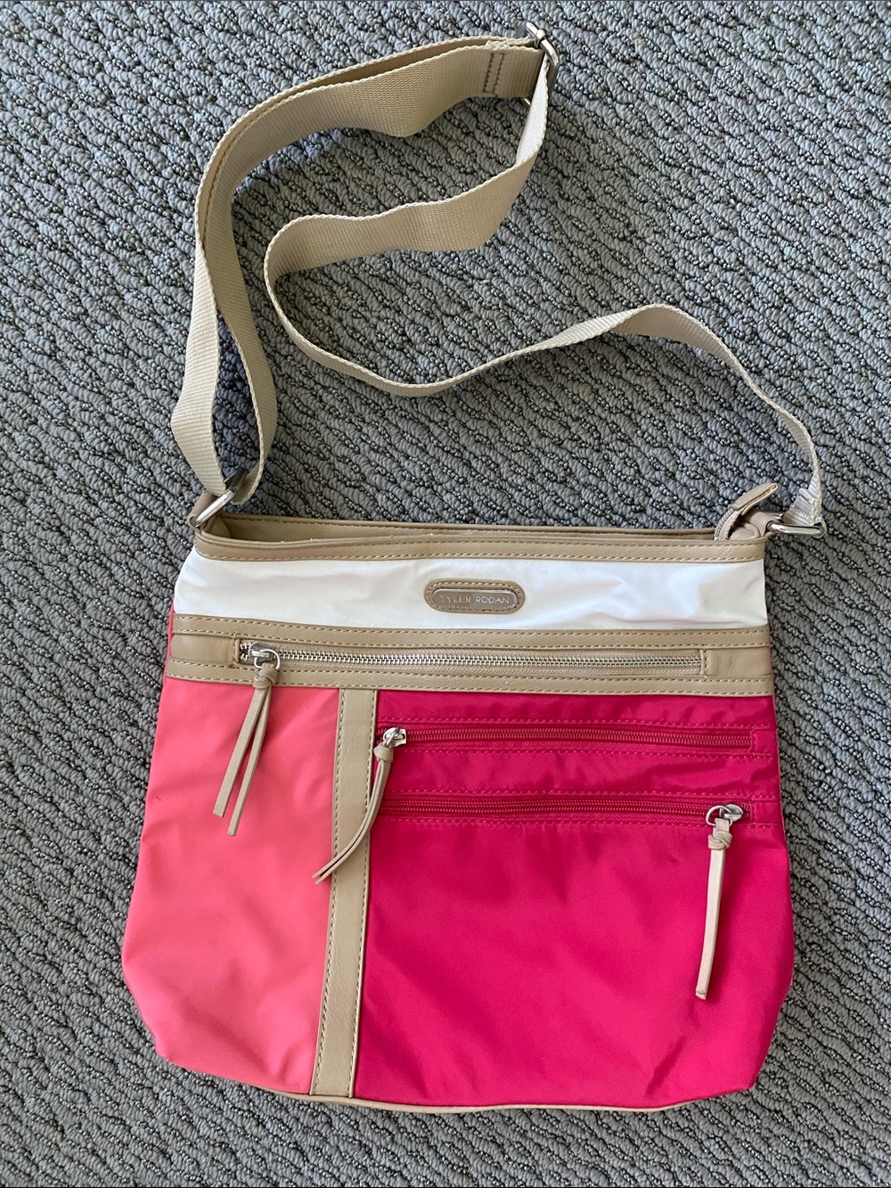 Tyler Rodan Women's Two-Tone Pink Crossbody Bag - Neutral Trim